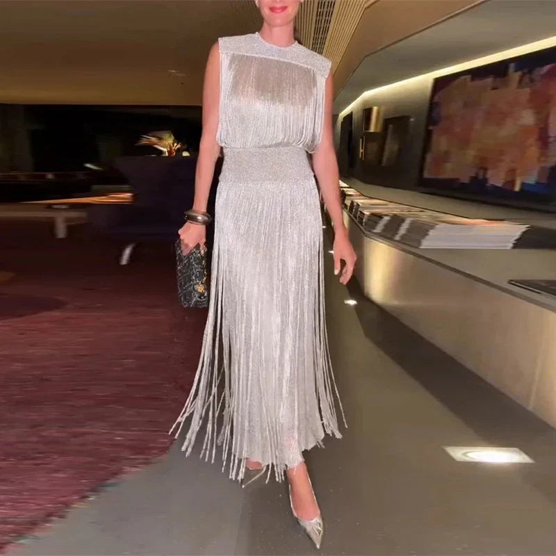 Claudia | Fringed Luxe Maxi Dress