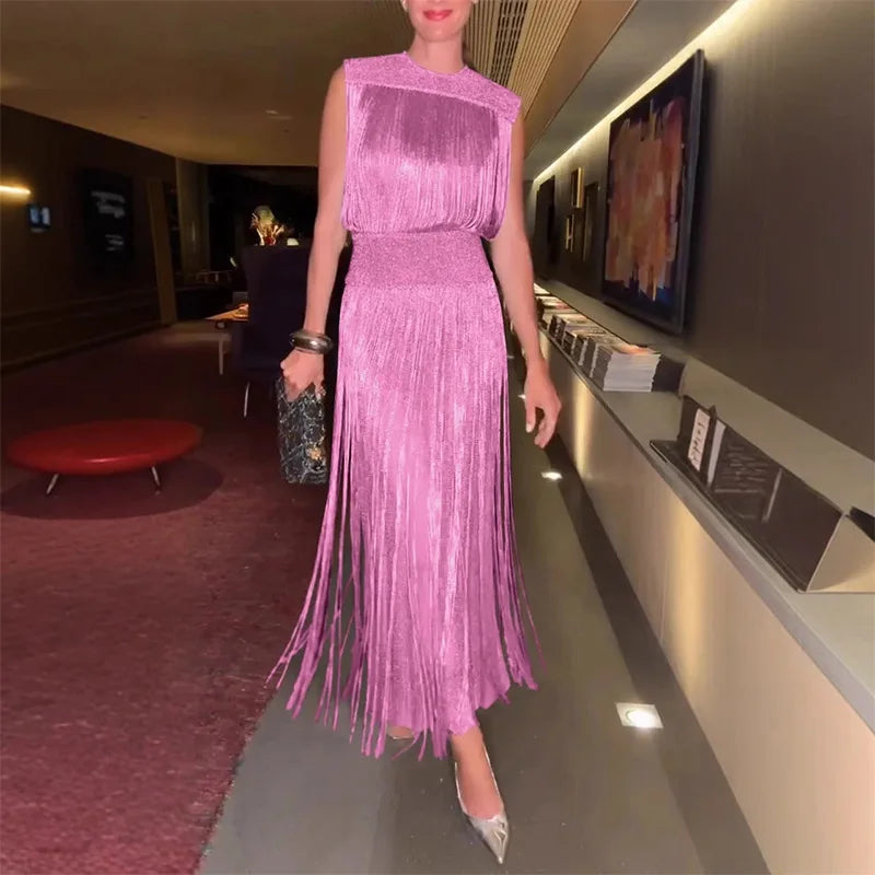 Claudia | Fringed Luxe Maxi Dress