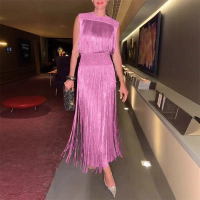 Claudia | Fringed Luxe Maxi Dress