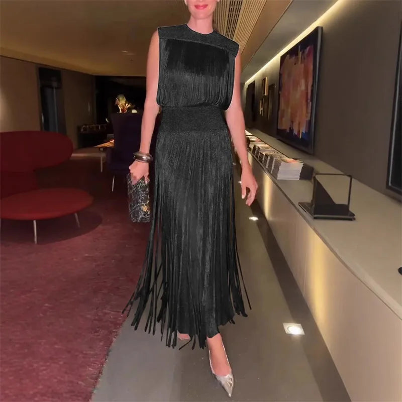 Claudia | Fringed Luxe Maxi Dress